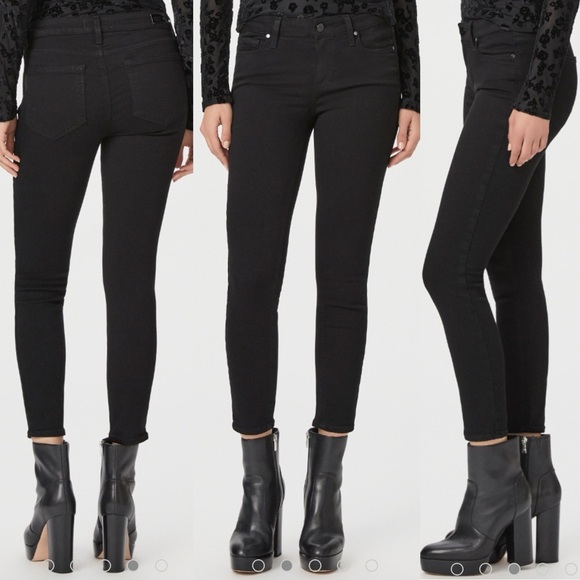 Paige Mid Rise Verdugo Crop Skinny Jeans in Black Overdye - Picture 14 of 14